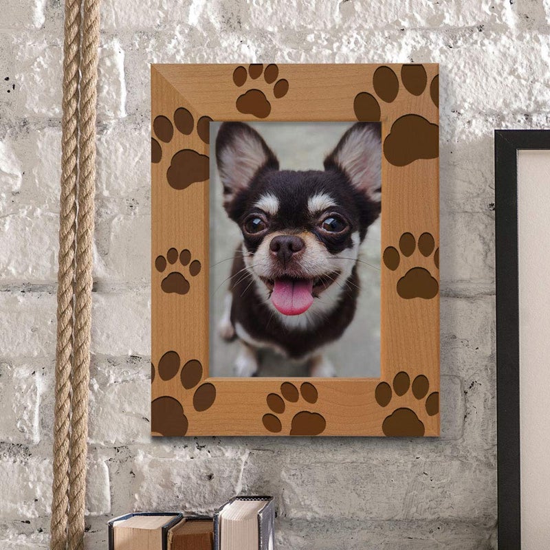 KATE POSH - Doggie Paw Engraved Natural Wood Picture Frame, Best Dog Ever, Memorial Dog Frame, Best Cat Ever, Memorial Cat Photo Frame (5x7-Vertical) - Image 5
